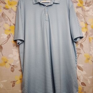 Greg Norman Collection Light Blue Patterned Golf Polo Shirt